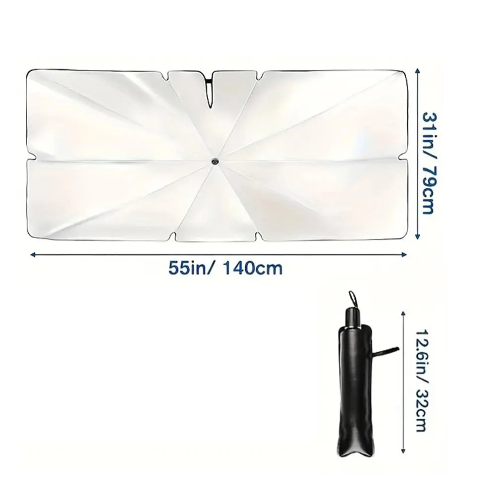 Ultimate Foldable Anti-UV Windshield Sunshade – Multipurpose Car Front Window Heat Shield for Sedans, SUVs, and Pickup Trucks (55"X31")