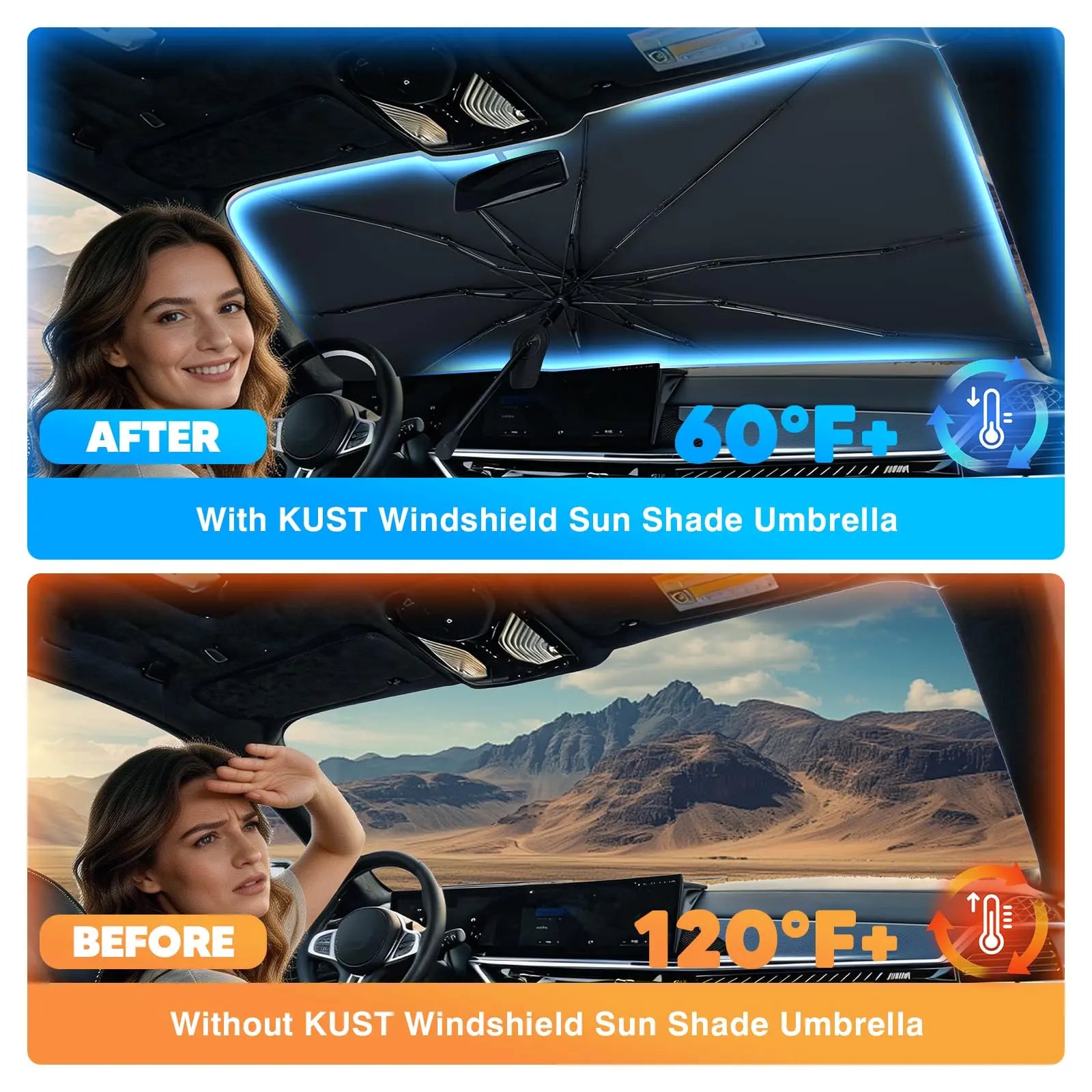 Ultimate Foldable Anti-UV Windshield Sunshade – Multipurpose Car Front Window Heat Shield for Sedans, SUVs, and Pickup Trucks (55"X31")