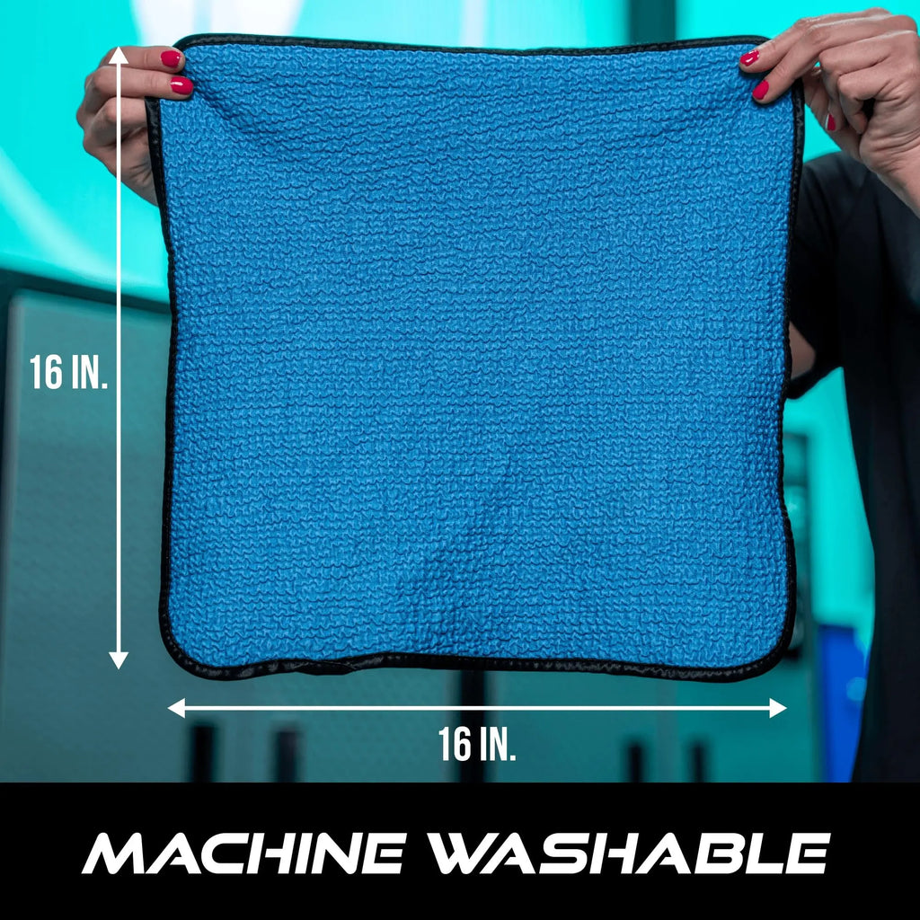 VIKING Glass Microfiber Cleaning Cloth for Car and Home, Glass Towels for Mirror, and Picture Frames, and Car Detailing Kit, 16 Inch X 16 Inch, Blue, 4 Pack