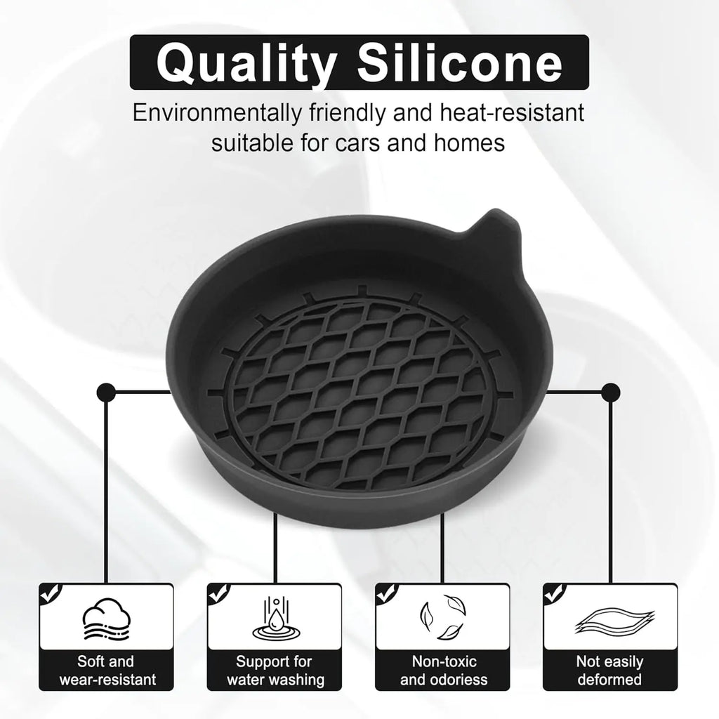 SINGARO Universal Non-Slip Car Cup Holder Coasters - 4 Pack Black Silicone Inserts for Enhanced Interior Style